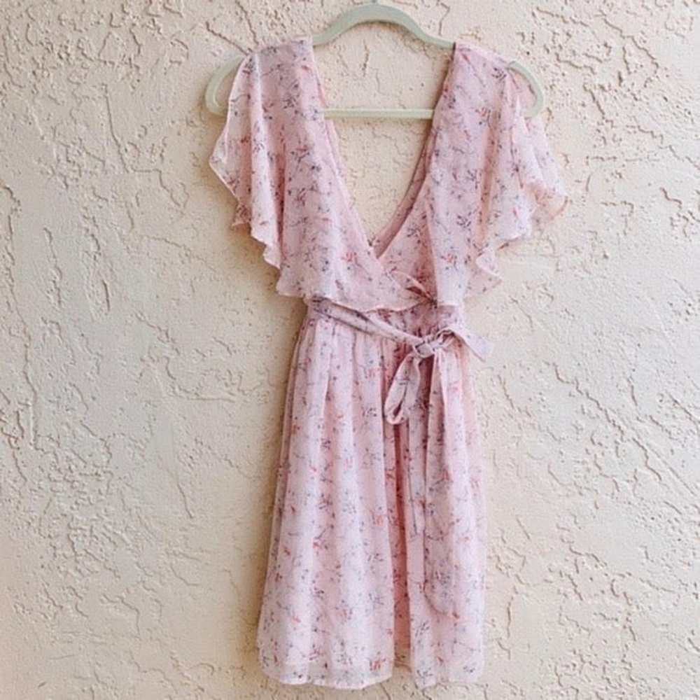 Forever 21 Floral Chiffon Wrap Mini Dress Size S.